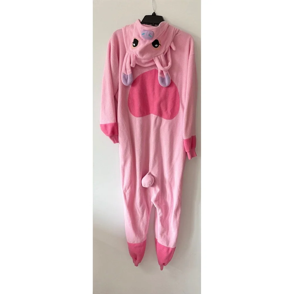 Lilo & Stitch Angel Adult M Pink Hooded Fleece Pajamas Cosplay‎ Christmas PJ's